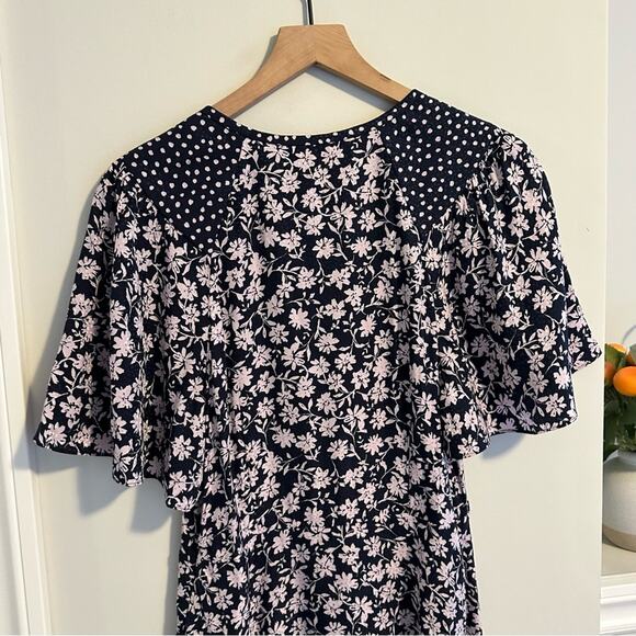 NWT Rebecca Taylor Navy Blue Pink Floral Mini Dress 6 - Picture 13 of 13